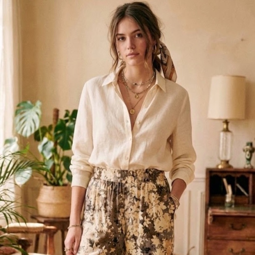 NWT QVC Attitude by Renne Floral Print Wide-Leg Pants size L petite - Picture 3 of 9